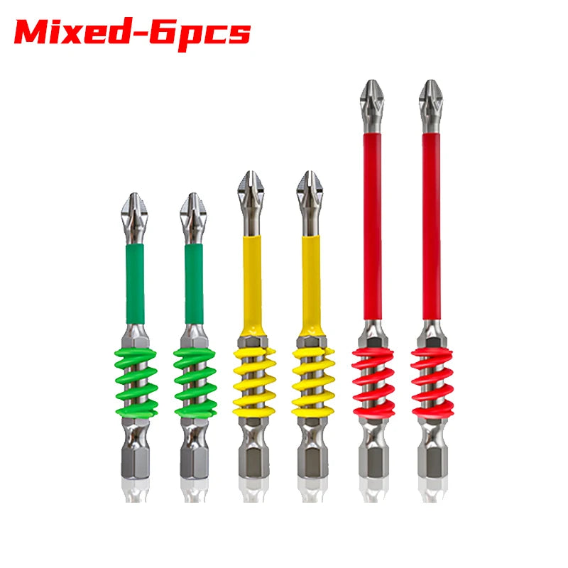 Spring-Loaded Magnetic Hex Shank Screwdriver Bit - Anti-Slip Wear-Resistant Drill Bit for Woodworking & DIY Repairs