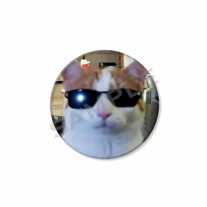 50mm Tinplate Cat Meme Button Pins – Funny Round Brooch Lapel Badge for Hats, Bags & Kids Gifts