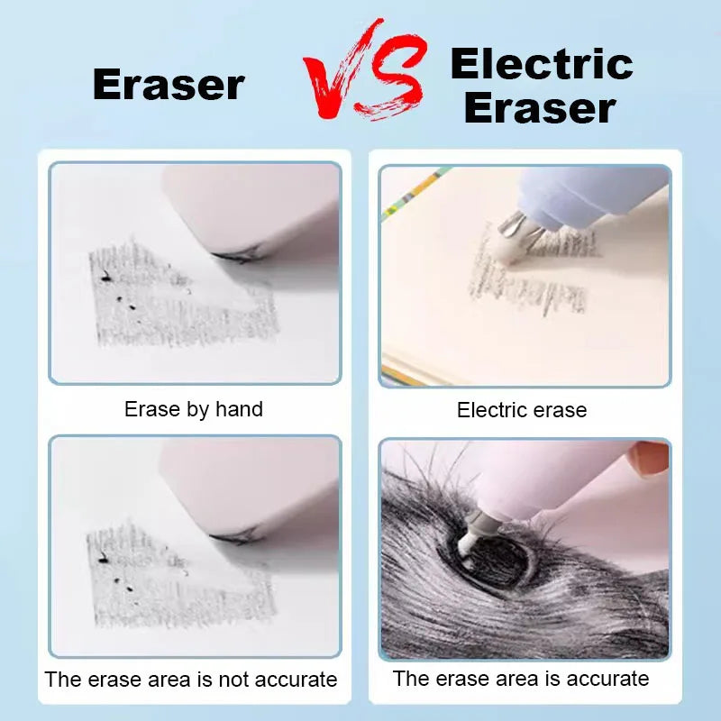 Deli Electric Eraser Pen — Automatic Sketch & Drawing Eraser with Refill Batteries for Kids