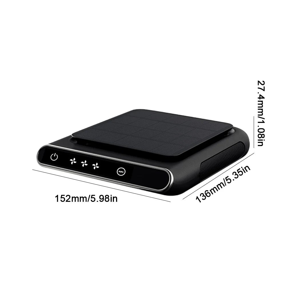 Solar Car Air Purifier - 1200mAh USB Rechargeable Wireless Air Ionizer & Freshener