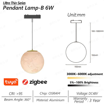 Ultra-Thin 6mm Magnetic Track Light – Dimmable LED Spot Lamp with Smart Tuya Zigbee Gateway