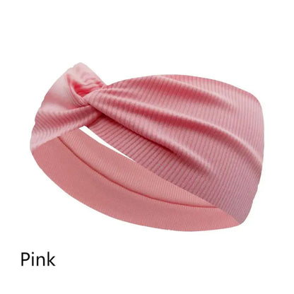 Silky Threaded Fabric Twist Headband – Elastic Yoga, Workout & Running Hair Bands for Women & Girls