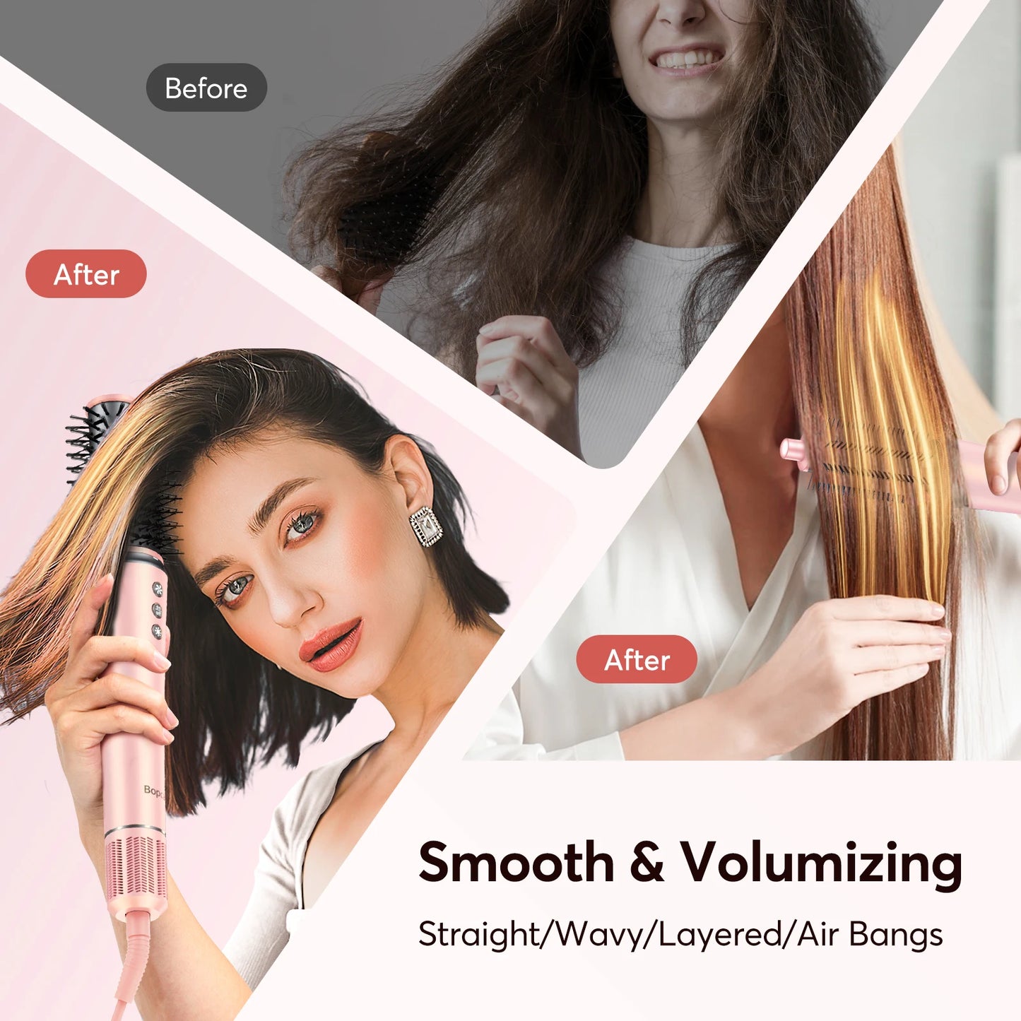 5-in-1 Hair Dryer & Styling Tool – Straightener, 32mm Curling Iron with 300 Million Negative Ions, Quick Drying Hair Care Gift