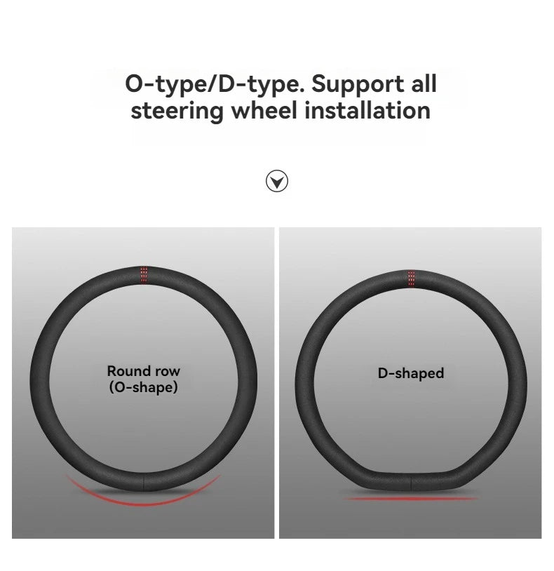 All-Season Suede Steering Wheel Cover — Ultra-Thin, Non-Slip, Breathable Fit for Round & D-Shaped Wheels