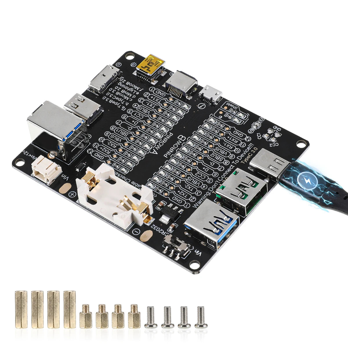 USB Cable Tester – Type-C, Type-B, Micro Short Circuit and Data Anomaly Detection Test Board for iOS & Android