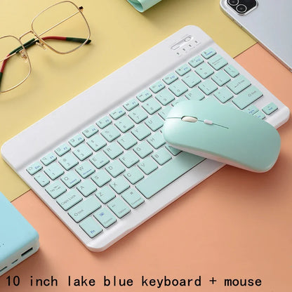 Spanish/English 10-Inch Bluetooth Keyboard – Wireless Rechargeable Universal Keyboard for iPad Air, Pro, Phone, Tablet, Laptop