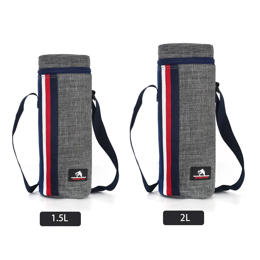 1L/2L Insulated Water Bottle Cooler Bag - Oxford Cloth Refrigerated Storage Pouch for Travel, Hiking & Climbing