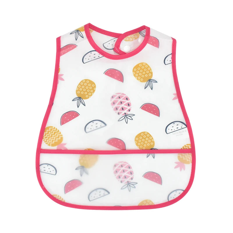 Adjustable Baby Bibs - Waterproof EVA Cotton Cartoon Feeding Bibs with Burp Cloth for Boys & Girls