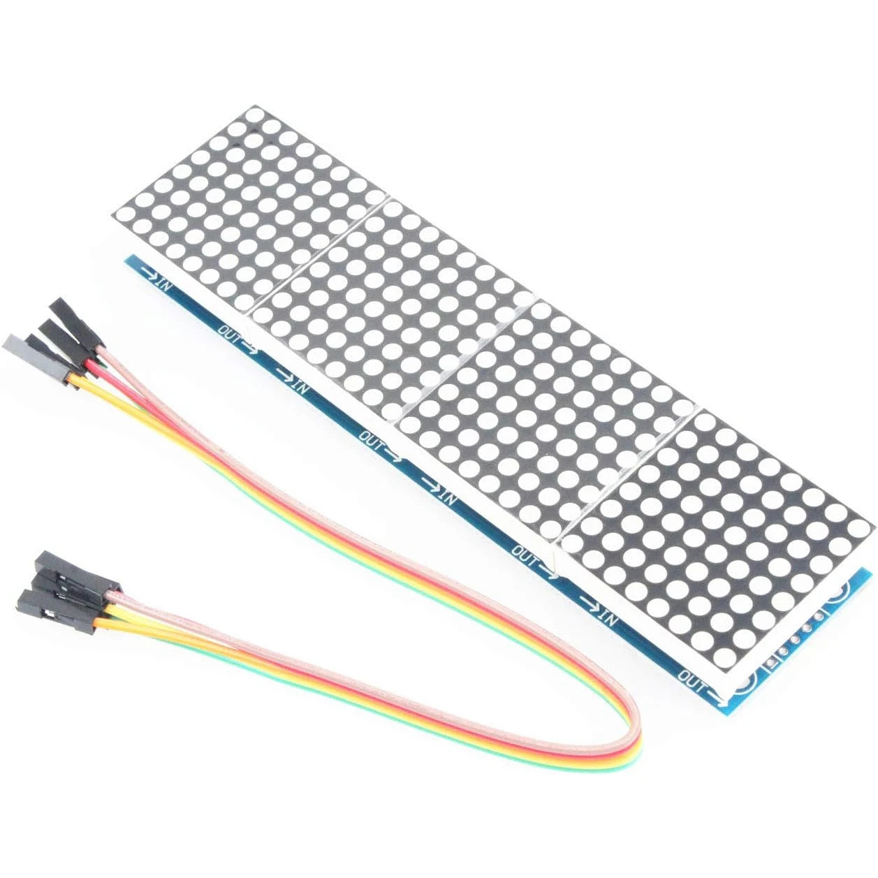 MAX7219 LED Dot Matrix Module - 4-in-1 Red Display with 5-Pin Cable for Arduino DIY Projects & Christmas Decorations