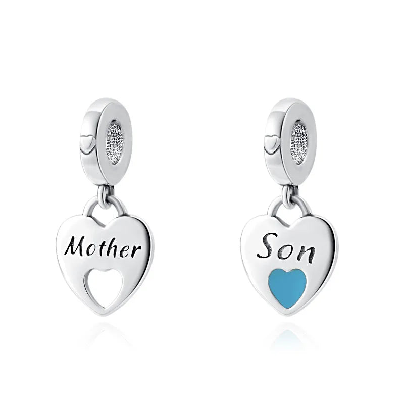 Europe 925 Silver Family Charm Pendant - Boy, Girl, Mom & Sisters Bead for Pandora Bracelet, Sparkling Dangle Jewelry