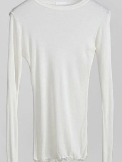 Women’s Long Sleeve Sheer Basic T-Shirt – Elastic Slim Fit Casual Thin Sexy Top Solid Color Everyday Wear