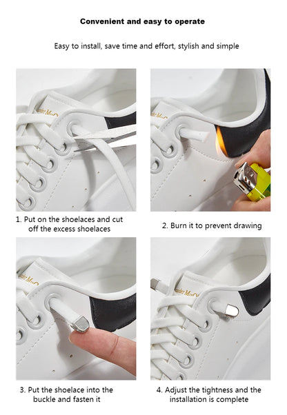 No-Tie 8MM Flat Elastic Shoelaces – Quick Sneakers Laces for Kids & Adults, Shoe Accessories