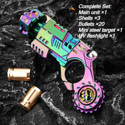 Alloy Shell-Ejecting Toy Launcher Set - Portable Finger Spinning Fidget Toy and Sensory Desk Gadget Gift for Boys