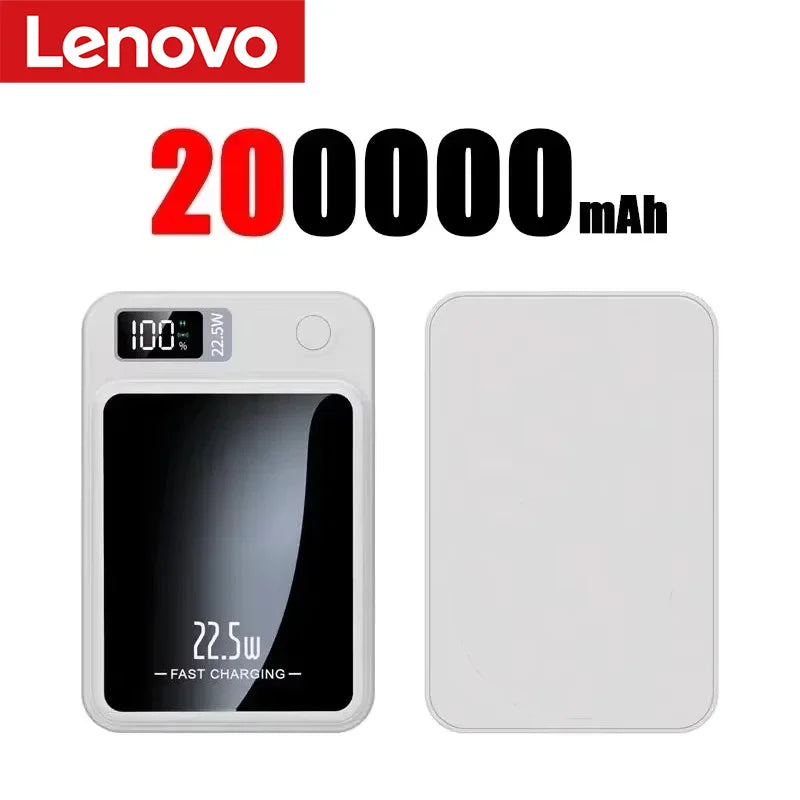 Lenovo 500000mAh Magnetic Power Bank - 22.5W Fast Charging Portable Battery Pack for iPhone & Samsung