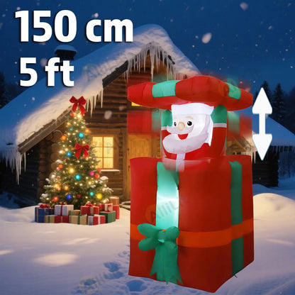 5FT (1.5M) Inflatable Christmas Santa Claus – Up & Down Outdoor Blow-Up Decoration for Xmas 2025 Party and Yard Decor
