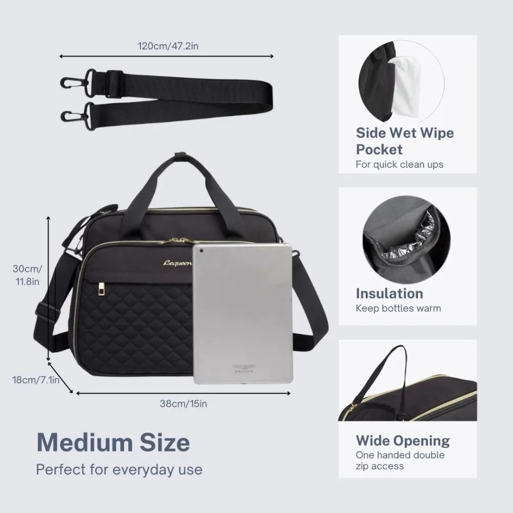 Baby Crossbody Nappy Bag – Large Diaper Tote with Wide Opening, Travel Messenger Shoulder Bag for Moms