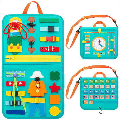 Montessori Toddler Busy Board – Educational Activity for Basic Dress Motor Skills, Baby Learning Toy for Travel