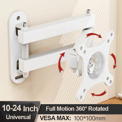 20° Tiltable & 360° Rotatable TV Wall Mount Bracket – Universal Stand for 14-24" Monitors & Flat Panel Displays