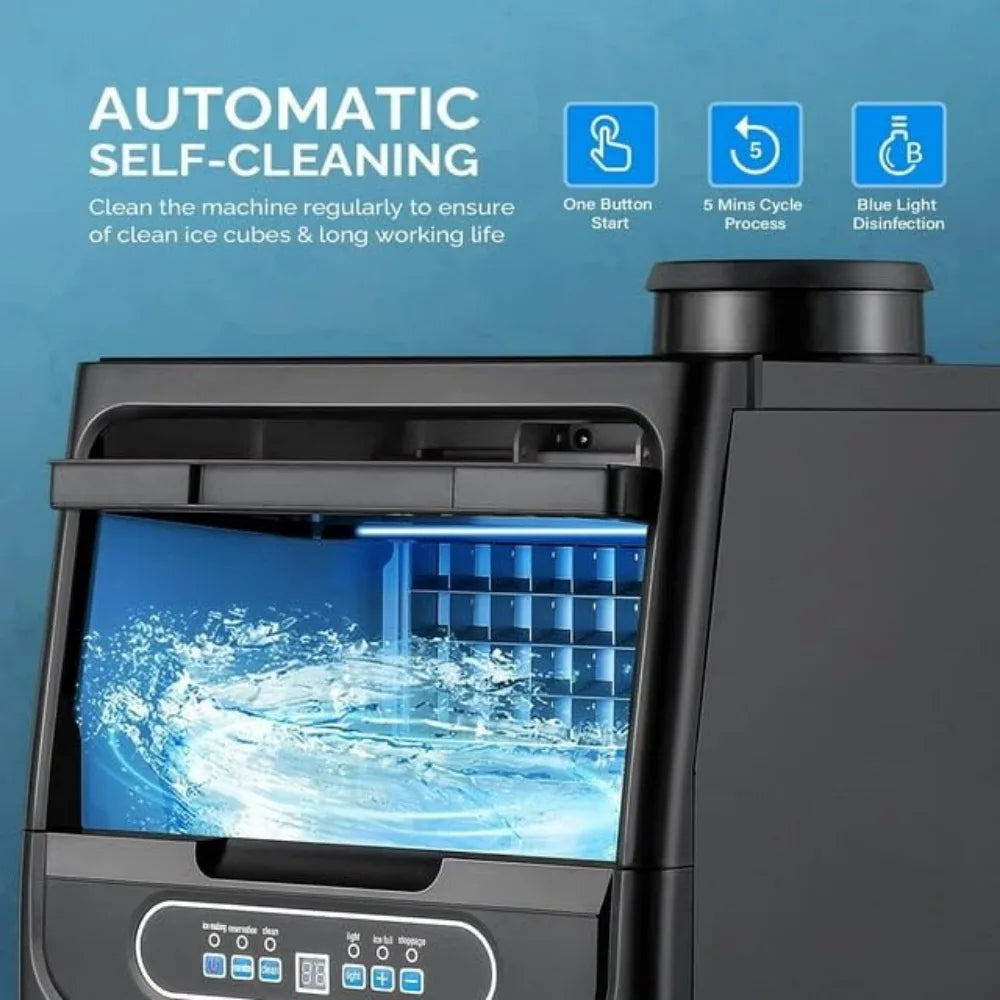 70LB/24H Ice Maker – Dual Water Inlets, Reservation Function, 11LB Storage Bin, Freestanding Ice Machine