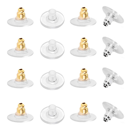 100-200PCS Rubber Earring Backs & Fishhook Ear Stoppers for Jewelry Making and DIY Earring Repairs