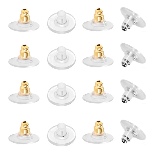 100-200PCS Rubber Earring Backs & Fishhook Ear Stoppers for Jewelry Making and DIY Earring Repairs