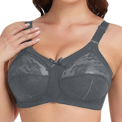 Women's Lace Minimizer Bra - Full Coverage Ultra-Thin Wireless Bra with Adjustable Straps