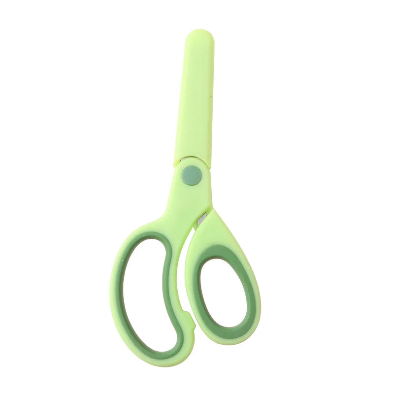 Kids Safety Scissors — Left-Handed Student Scissors with Sleeve for DIY, Paper Cutting & Stationery