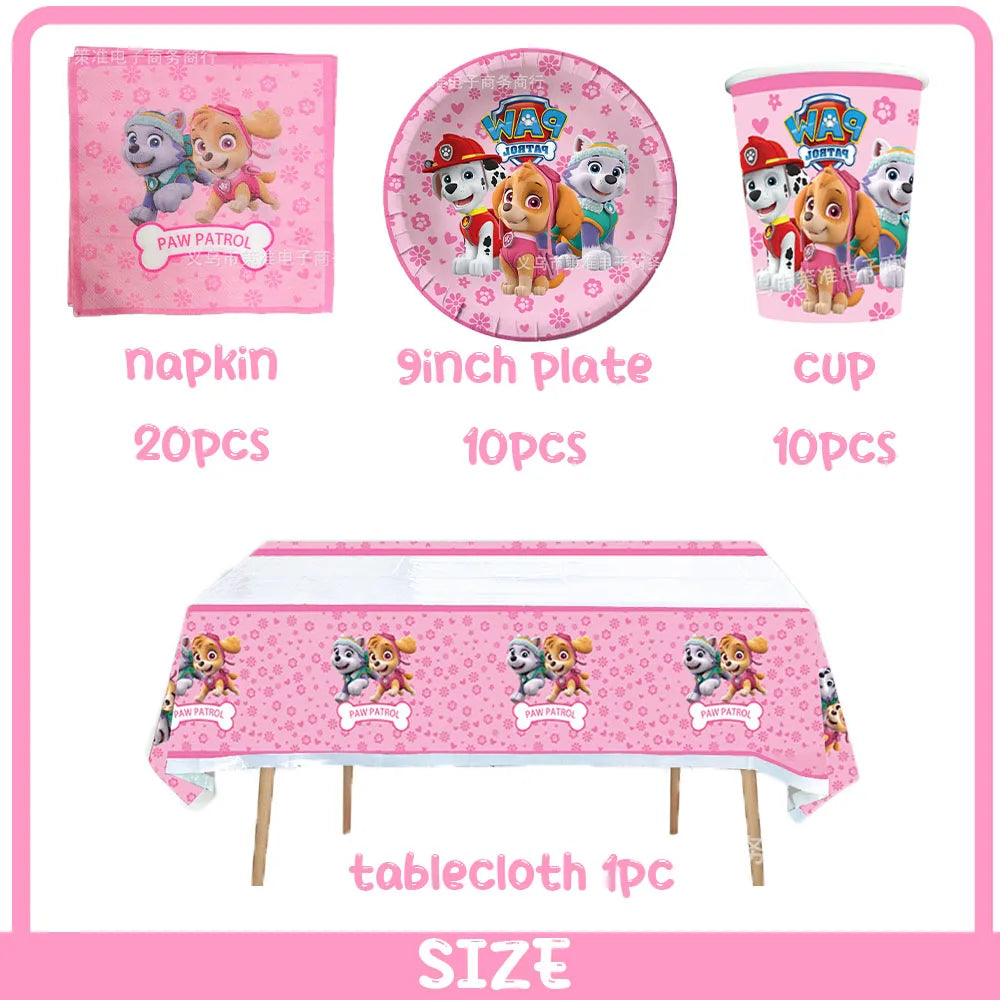 PAW Patrol Skye Pink Birthday Party Decorations Set – Foil Balloon Backdrop, Disposable Tableware & Baby Shower Supplies for Girls Kids Gifts