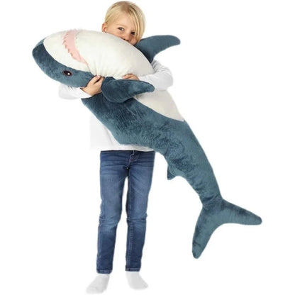 Shark Plush Toy Pillow - Soft Stuffed Sea Animal Birthday Gift and Cute Room Decor for Kids