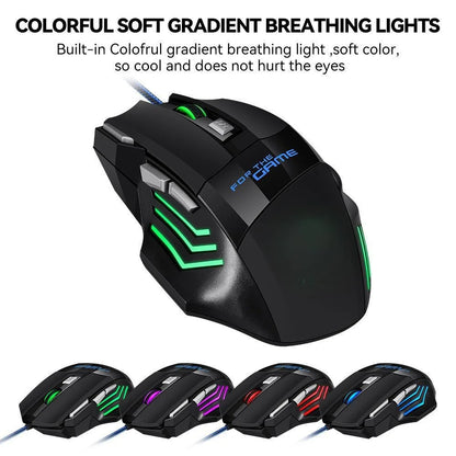 Hyperspeed USB Gaming Mouse | RGB Backlit Ergonomic 7D Wired Mouse for Laptop & PC Gamer
