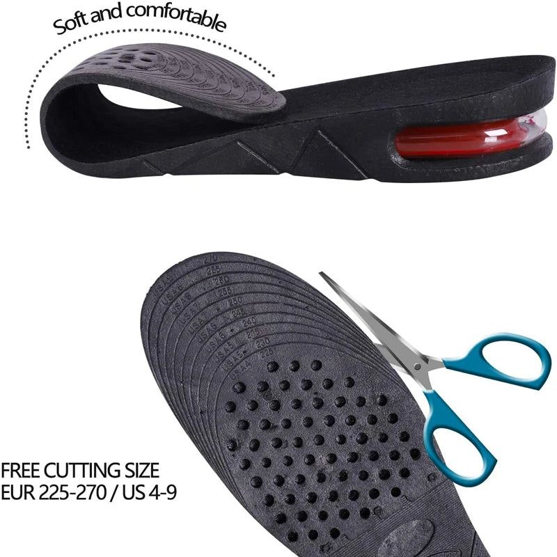 Elevating Air Cushion Insoles: Height Increase Inserts for Men & Women - Variable Taller Insoles, 3-9cm Height Lift