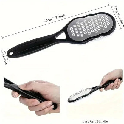 Professional Stainless Steel Foot File – Ergonomic Handle Pedicure Tool with Coarse & Fine Abrasive Surface Splash-Proof Design