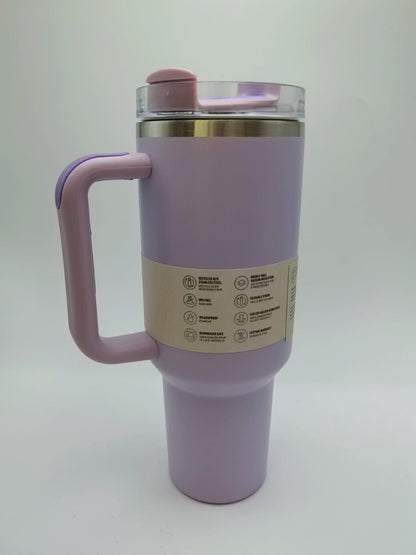40oz Insulated Stainless Steel Tumbler — Travel Cup with Handle, Straw & Cup Holder, BPA-Free