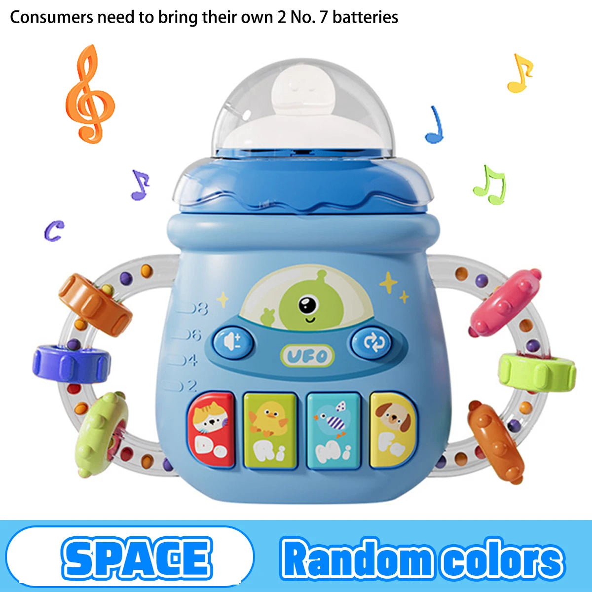 Baby Musical Teether Rattle – Soothing Vocal Music Toy with Pacifier Design for Babies 6 Months+