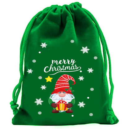 2025 Christmas Velvet Drawstring Bags – Red & Green Candy, Gift, Party, and Biscuit Storage Pouches