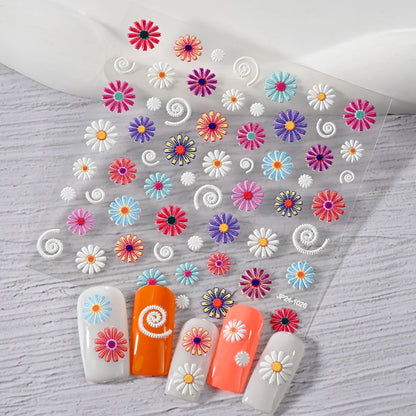 5D Macaron Nail Stickers - Embossed Flower, Fruit, Bear & Rabbit Charms for Summer DIY Manicure Decoration