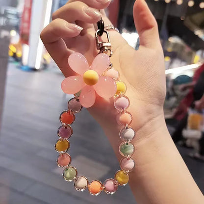 Colorful Macaron Beaded Phone Lanyard Wrist Strap – Anti-Lost Short Handheld Mobile Phone Chain Pendant for Women