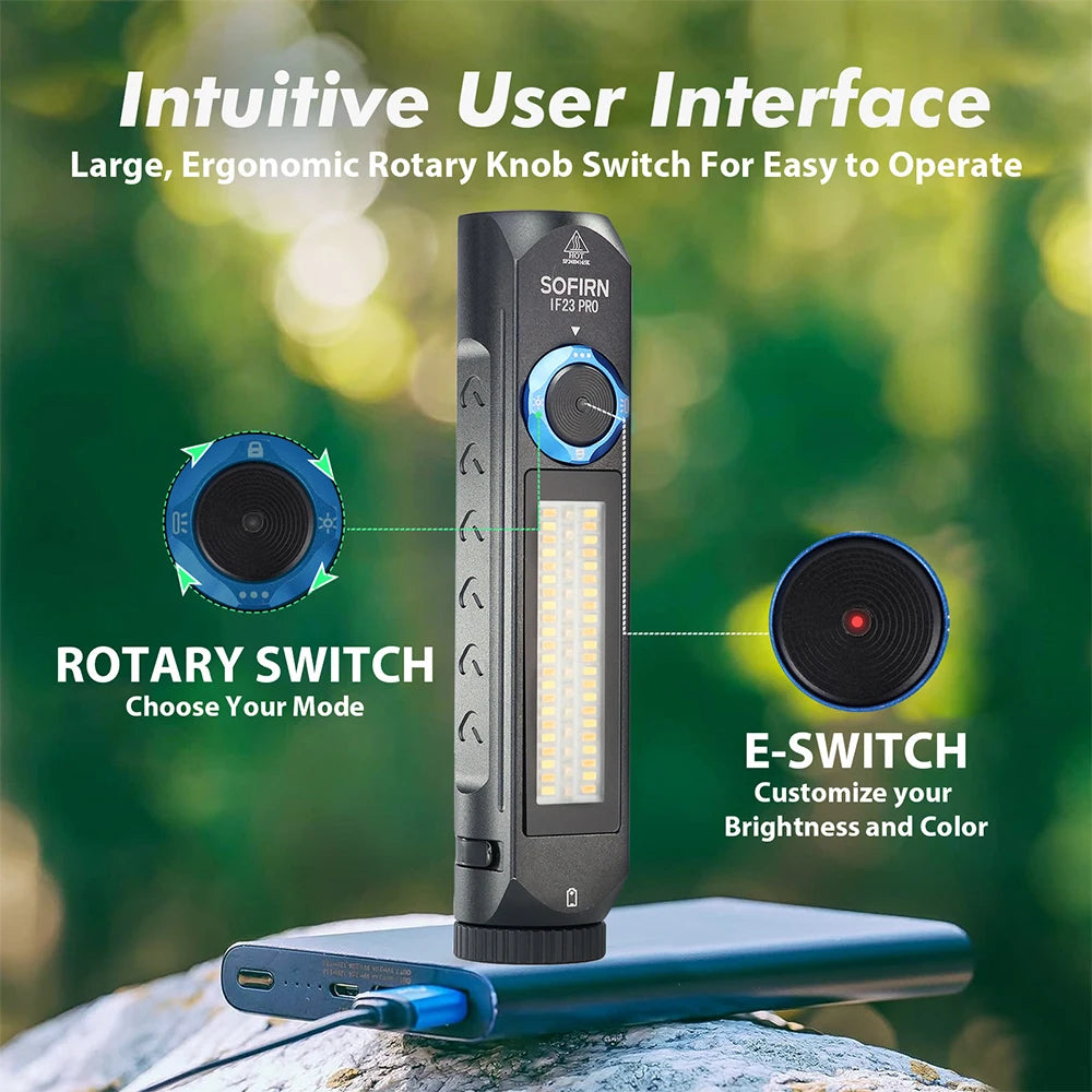 Sofirn IF23 PRO RGB Flashlight – 5000 Lumen XHP70B LED, 21700 USB-C Rechargeable Torch with Magnetic Base