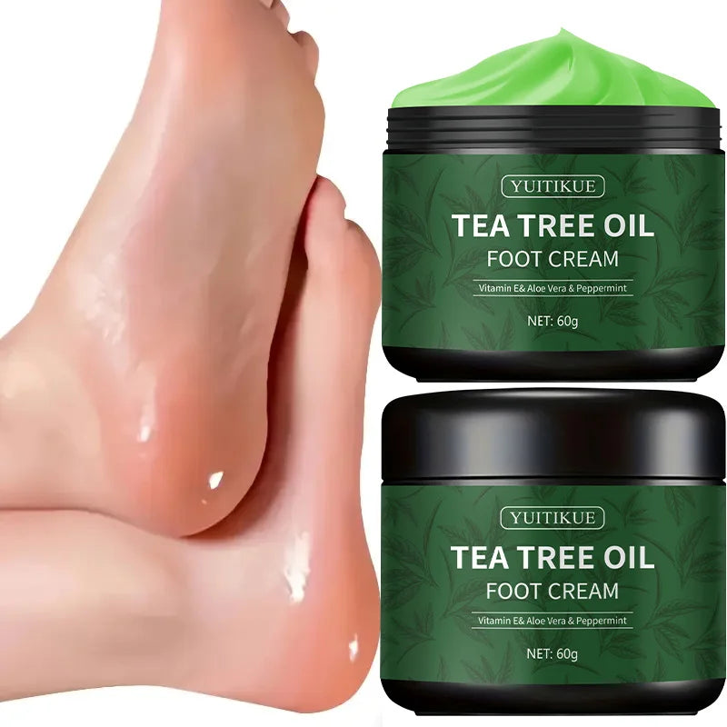 YUITIKUE Tea Tree Oil Foot Cream – Vitamin E, Aloe Vera & Peppermint Moisturizer for Dry Feet