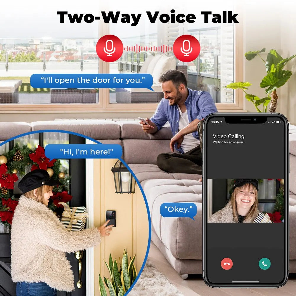 ONENUO WiFi Doorbell - Tuya Wireless Home Doorbell with Camera, DC/AC Battery Powered, Compatible with Alexa and Google