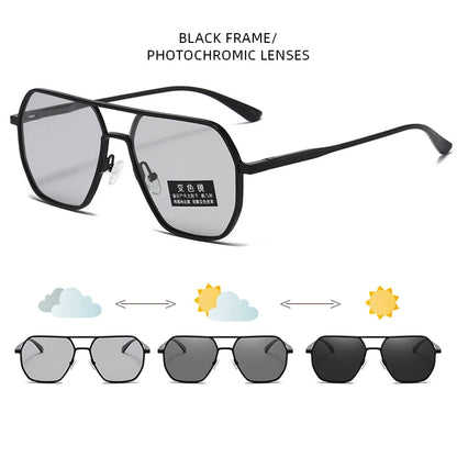 Luxury Metal Photochromic Sunglasses – Fashion Polarized UV400 Chameleon Anti-Glare Driving Glasses for Men & Women