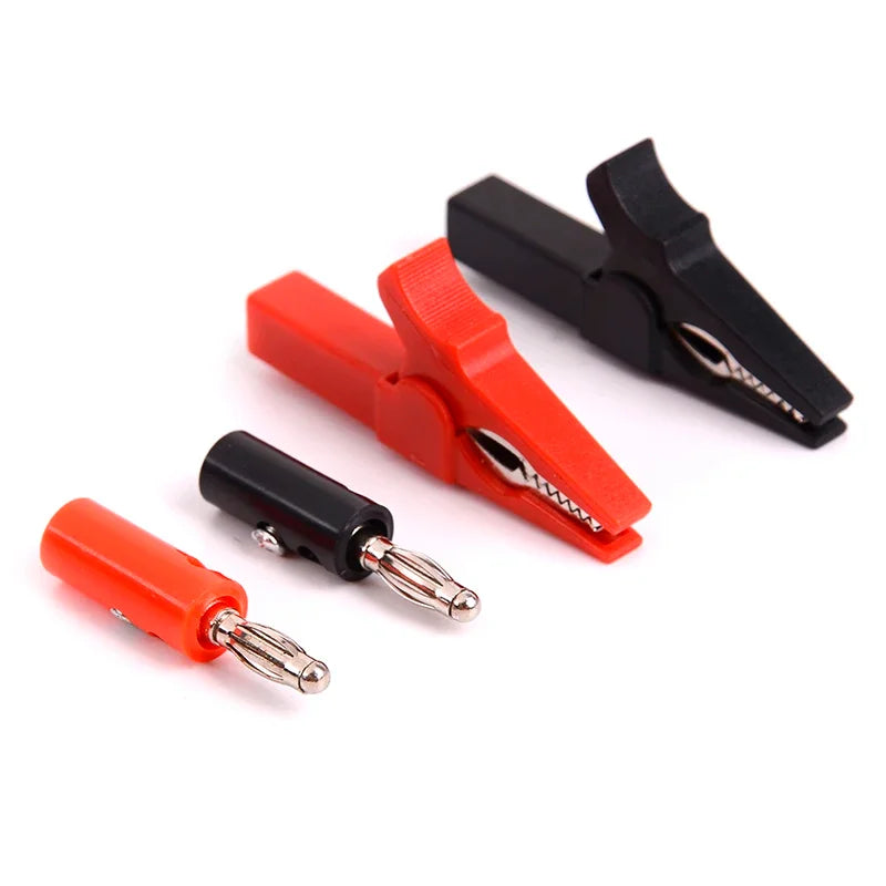 4Pcs 55mm Alligator Clip Test Leads - 4mm Banana Plug Probe Cables Red Black for Testing Equipment