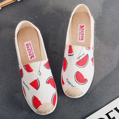 Women’s Breathable Mesh Slip-On Flats - Lightweight Casual Printed Fisherman Shoes for Everyday Fashion
