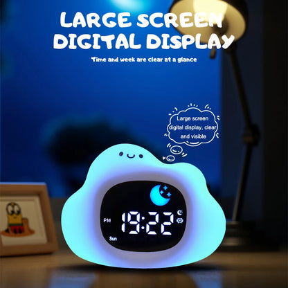 Cat Night Light Alarm Clock – LED Musical Sleep Training Clock for Kids & Babies