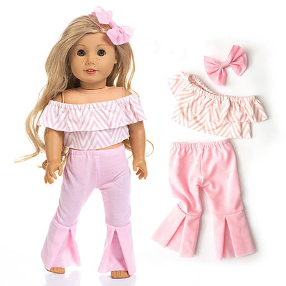 18-Inch Doll Clothes for American Girl Dolls — Bell-Bottoms & T-Shirt Set, Pretend Play Outfit, Gift for Girls