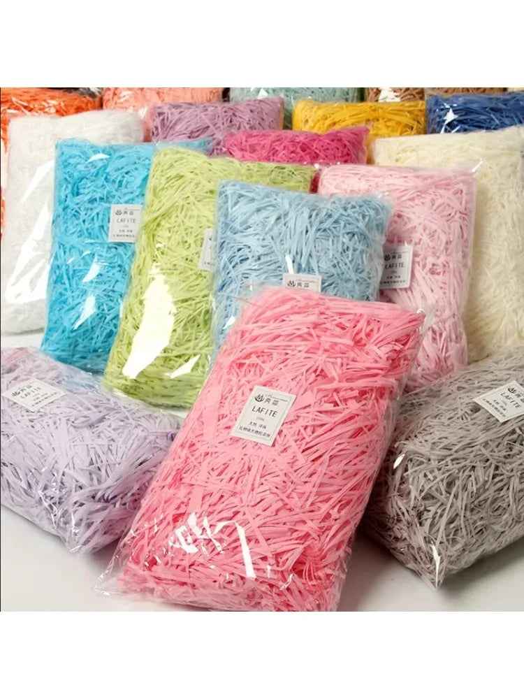 100g Colorful Crinkle Raffia Paper Filler – Shredded Lafite Grass for DIY Wedding, Party, Gift Box & Candy Packaging