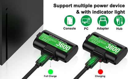 BEBONCOOL 2x3600mWh Rechargeable Batteries for Xbox One & Series S/X Controllers | Xbox Accessories Pack