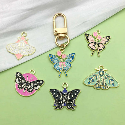 10–12 Piece Halloween Enamel Charms Set - Colorful Moth and Butterfly Pendants for DIY Jewelry Making & Crafts