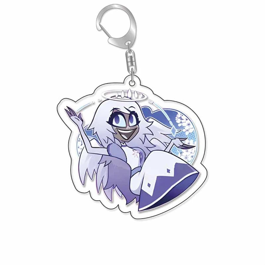 Anime Acrylic Keychain – Vaggie & Alastor Y2K Cartoon Pendant for Bags, Keys & Gifts