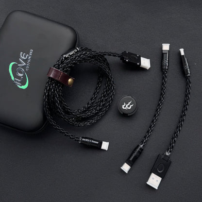 8K Gaming Keyboard USB-C Cable – Single-Crystal Copper Magnetic LED Cable for Esports Hubs and HMLAB Hubs